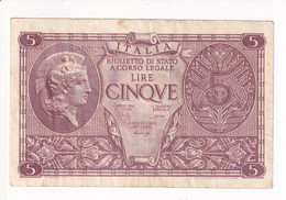 ITALIA 5 LIRE 1944 CAT. 14B - Italië– 5 Lire