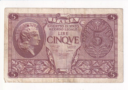 ITALIA 5 LIRE 1944 CAT. 14C - Italië– 5 Lire