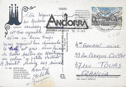 ANDORRE  - TIMBRE N° 348  -   EUROPA  -     -  SEUL SUR LETTRE  - 1986 - Storia Postale