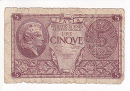 ITALIA 5 LIRE 1944 CAT. 14C - Italië– 5 Lire