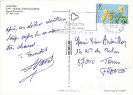 ANDORRE  - TIMBRE N° 420  -  ROSES   -    SEUL SUR LETTRE  - 1992 - Brieven En Documenten