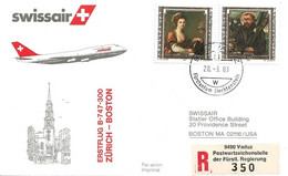 Liechtenstein: 1983 Swissair Air Mail Brief Zürich - Boston - Storia Postale
