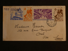 BJ19 AOF  BELLE LETTRE DECORéE  1946 DAKAR A CREIL FRANCE +POSTE AERIENNE +AFF. INTERESSANT+ - Storia Postale