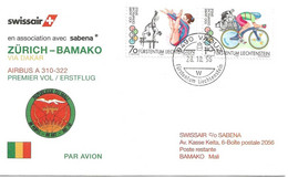 Liechtenstein: 1996 Swissair Air Mail Brief Zürich - Bamako - Storia Postale