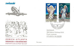 Liechtenstein: 1987 Swissair Air Mail Brief Zürich - Atlanta - Cartas & Documentos