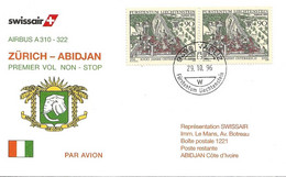 Liechtenstein: 1996 Swissair Air Mail Brief Zürich - Abidjan - Cartas & Documentos