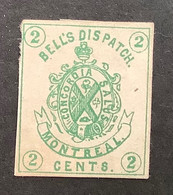 "BELL’S DISPATCH MONTREAL 2 CENTS"~1864 Scarce Bogus Local Post S.A Taylor T.3 Yellow-green (Canada Poste Locale US USA - Nuovi