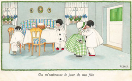 Pauli EBNER * CPA Illustrateur Ebner * N°1235 * On M'embrasse Le Jour De Ma Fête ! * Enfants Pierrot - Ebner, Pauli