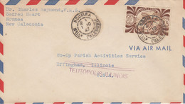 LETTRE. 1947. NOUVELLE CALEDONIE. 10Fr SEUL. NOUMEA POUR EFFINGHAM ILLINOIS. REDIRIGEE TEUTOPOLIS - Lettres & Documents