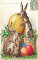 Lapins Humanisés * CPA Illustrateur Gaufrée Embossed 1907 * Lapin Rabbit * Joyeuses Pâques Oeufs - Other & Unclassified