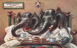 éléphants Humanisés * CPA Illustrateur ELLAM * éléphant * Oilette Raphael Tuck & Sons Breakfast In Bed N°9553 - Sonstige & Ohne Zuordnung