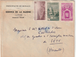 Monaco Lettre Entête Service De La Marine 1948 Pour Sète Hérault - Storia Postale