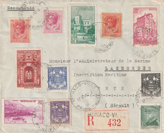 Monaco Lettre Recommandée Monaco Ville 17/4/1943 Pour Sète Hérault - Lettres & Documents