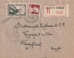 Monaco Lettre Recommandée Monte Carlo 26/4/1949 Pour Frontignan Hérault - Storia Postale