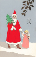 Santa Claus , Père Noël * CPA Illustrateur * Joyeux NOEL Joyeuse St Nicolas * Ange Angelot Angel Enfant Cierge Bougie - Kerstman