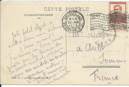 BELGIQUE  10c SEUL SUR CARTE CACHET BRUXELLES  MIDI POUR AULT ( SOMME ) DE 1913  LETTRE COVER - Vlagstempels