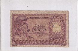 ITALIA 100 LIRE 1951 CAT. 24A - 100 Liras