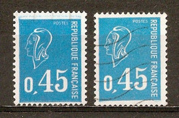 1971 Marianne De Béquet 45c.bleu - Variétés D’essuyage POSTES Estompé YT 1663 (cote 15€) - Gebruikt