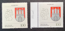 BRD 1992 Mi.1591 ** SELTENE POSTFÄLSCHUNG (Ukraine) 100 Pf Hamburg (Bund RFA Allemagne Faux Postal Forgery Germany - Unused Stamps