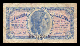 España Spain 50 Céntimos República 1937 Pick 93 BC/MBC F/VF - Other & Unclassified