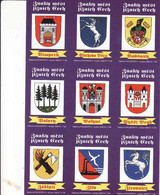 Czech Boites D'allumettes- 9 Etiquettes, Match Labels,9 Coats Of Arms Of Cities Vimperk, Vlachovo, Vodnany Volary Volyne - Zündholzschachteletiketten