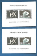 MONACO 2 BLOCS FEUILLETS SPECIAUX  N° 20  ET 20a DENTELE  Et NON DENTELE ART CONTEMPORAIN  1993 NEUF** SUP - Blocs