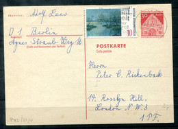 BERLIN - Ganzsache P 72 Als Auslandskarte Mit Zusatzfrankatur, Portogerecht - 10.5.72 Nach London - Cartes Postales - Oblitérées