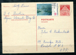 BERLIN - Ganzsache P 72 Als Auslandskarte Mit Zusatzfrankatur, Portogerecht - 10.5.72 Nach London - Postcards - Used