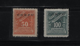 GREECE 1941 CORFU OVERPRINT ON POSTAGE DUE 2 DIFFERENT MNH STAMPS  HELLAS No 44 - 45 AND VALUE  EURO 2320.00 - Isole Ioniche