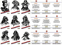 Czech Boites D'allumettes 1999 - 9 Etiquettes, Match Labels, Czech Monarchs Libuše Premysl Orač Nezamysl Mnata Vojen - Zündholzschachteletiketten