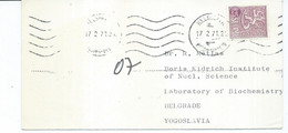 Finland Card Via Yugoslavia 1971 - Lettres & Documents