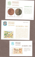 Andorra Andorre 1980-82 Vegueria Episcopal Michel-# N.b. " 3 Verschiedene Europa - Blocks " Mi N.b. € - Viguerie Episcopale