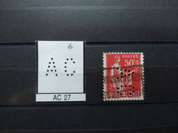 FRANCE TIMBRE  AC 27 INDICE 6 SUR 283 PERFORE PERFORES PERFIN PERFINS PERFO PERFORATION PERFORIERT - Usados