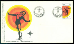 South Africa 1977 FDC 8th Congress Sport For Women Mi 533 Open Cover With Flyer - FDC