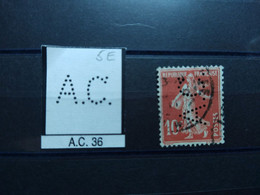 FRANCE TIMBRE  AC 36 INDICE 5  PERFORE PERFORES PERFIN PERFINS PERFO PERFORATION PERFORIERT - Usados