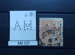 FRANCE TIMBRE  AM 137 INDICE 6 SUR MOUCHON 117  PERFORE PERFORES PERFIN PERFINS PERFO PERFORATION PERFORIERT - Usados