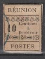 REUNION - 1889 - TAXE - YVERT N° 2 OBLITERE (MARGE COURTE) - COTE = 33 EUR - Timbres-taxe