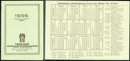 DDR Berlin 1956 Volkseigene Vereinigte Großberliner Versicherungsanstalt Reklamekalender Kalender Calendar Zakkalender - Tamaño Pequeño : 1901-20