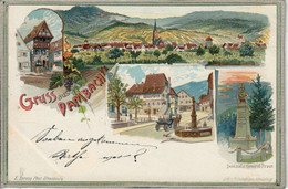 CPA - (67) DAMBACH-la-VILLE - Carte GRUSS Lithographique Multivues De 1899 - Dambach-la-ville