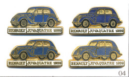 LOT De 4 Pin's Automobile Différents - Renault / Modèle Juvaquattre De 1939. Estampillés Cef. Zamac. T888-04B - Renault