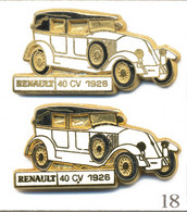 LOT De 2 Pin's Automobile Différents - Renault / Modèle 40 CV 1926. Est. Cef. Zamac. T888-18B - Renault