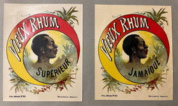 Vieux RHUM Jamaïque & Supérieur * 3 étiquettes Anciennes Circa 1880/1920 * Alcool Rhum * Publicitaire Pub Publicité - Advertising