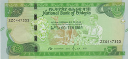 ETHIOPIA 10 Birr 2020 P W55 R UNC  Replacement ZZ Special Serial Number - Etiopia