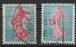 2 Timbres N°1233 Dont L'un Avec Surcharge D'encre Rouge - Used Stamps
