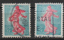 2 Timbres N°1233 Dont L'un Avec Surcharge D'encre Rouge - Usados