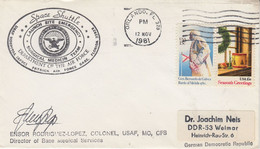 USA Cover Space Shuttle Launch Site Surgical Medicin Team Signature Dir. Base Ca Orlando Fl 12 NOV 1981 (WX210) - Noord-Amerika