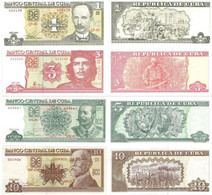 CUBA 1 3 5 10 Pesos  P 128 127 116 117 UNC - Cuba