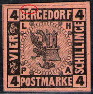 Bergedorf Nr. 5 - 4 Shillinge Mattbraunorange Mit PF I - Ungebraucht Mit Erstfalz - Signiert - Kabinett - Bergedorf