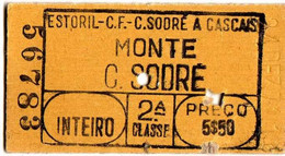 PORTUGAL - MONTE-C. SODRE-2ªCLASSE - Tickets - Vouchers