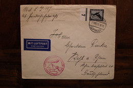 1929 ZEPPELIN Orientfahrt Luftschiff LZ 127 Cover Air Mail Flugplatz Luftpost Zwein 2 Mark - Zeppeline